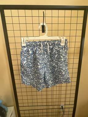 Surf Style Boys Blue Tropical Ocean Life Print Swim Trunks Size 10